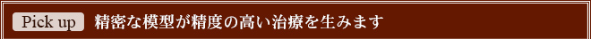 Pick Up!　 精密な模型が精度の高い治療を生みます