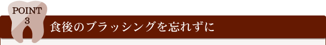 Point 3 食後のブラッシングを忘れずに