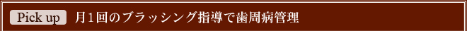 月1回のブラッシング指導で歯周病管理